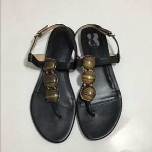 Banana Republic Black Tiger Eye Medallion Thong Sandals Size 8